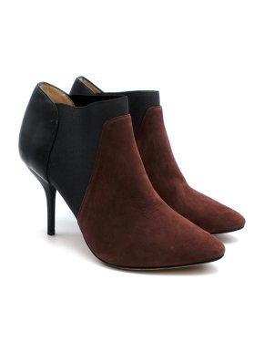 Jimmy Choo Burgundy Pointed-Toe Suede Bootie: Size 34
