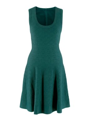 Alaia Emerald Green Fit-and-Flare Sleeveless Dress