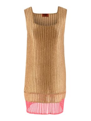 Missoni Gold & Pink Ribbed Knit Top