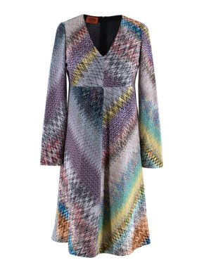 Missoni Patterned Paneled Long Sleeve Knit Dress