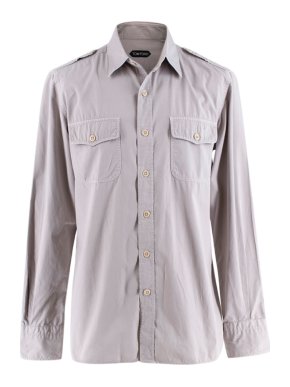 Tom Ford Grey Cotton Long Sleeve Casual Shirt