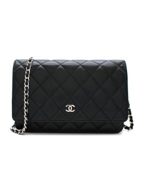 Chanel Black Lambskin Classic Wallet on Chain
