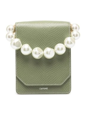 Cafune Cafuné snakeskin embossed clutch bag with changeable handles