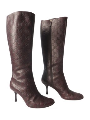 Gucci Guccissima Brown Heeled Tall Boots
