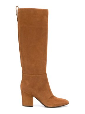 Sergio Rossi tan tall block heel boots