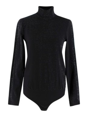 Wolford Black Shimmer Turtleneck Bodysuit