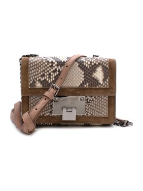 Jimmy Choo Natural Snakeskin & Suede Small Shoulder Bag