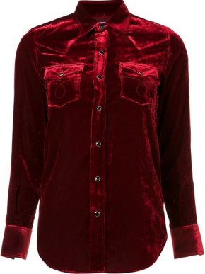 Saint Laurent Red Velvet Western Shirt