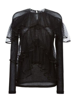 Givenchy black tiered sheer blouse
