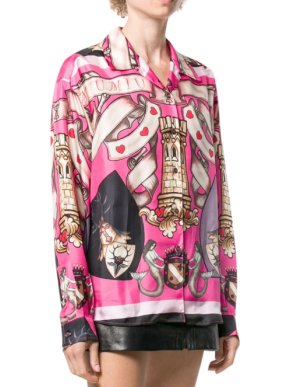 Miu Miu twill logo graphic shirt pink