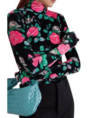 Richard Quinn Floral-print velvet turtleneck top