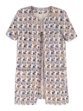 Chanel Multicolor Tweed Short Sleeve Collarless Coat/Dress