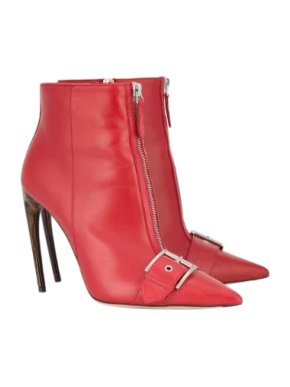 Alexander McQueen buckle & zip front Horn Heel boots