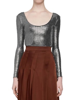 Gucci Metallic Silver Bodysuit