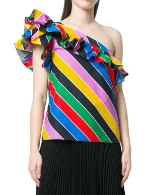 Philosophy Di Lorenzo Serafini one-shoulder striped ruffled top