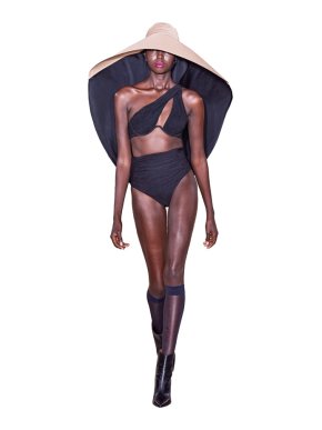 Self Portrait Runway Camel & Black Contrasting Extra-Oversized Sunhat