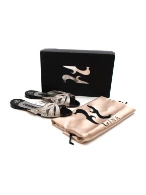 Gina Silver Leather Crystal Embellished Sandals