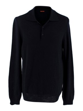 Barena Navy Knit Wool Polo Jumper