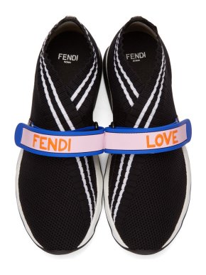Fendi Black Velcro Knit Sneakers
