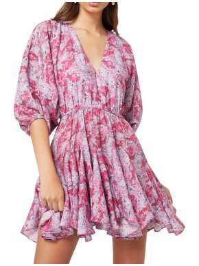 Elliatt Pink Marble Print Belted Anguilla Dress