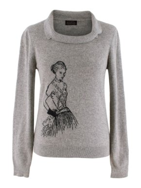 Ballantyne Grey Model Intarsia Cashmere Knit Jumper