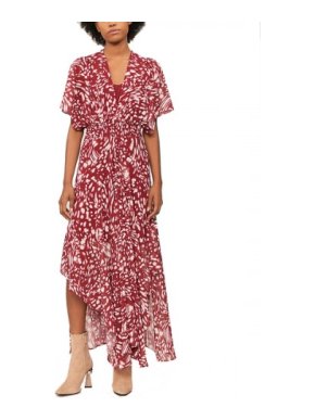 Maje Red Floral Print Richelle Maxi Dress