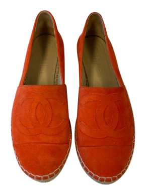 Chanel Orange Suede CC Espadrilles