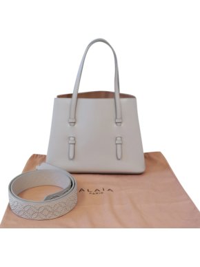Alaia Grey Leather Tote Bag with Studded Shoulder Strap