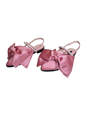 Mother Of Pearl Pink Satin Embellished Chelsea Slingback Flats