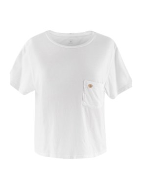 Miranda + Mother White Cotton Crop Pocket Shirt