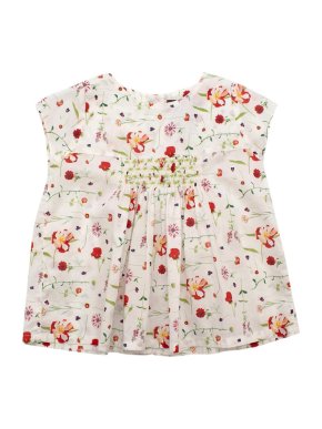 Fleurisse White Floral Cotton Smocking Dress