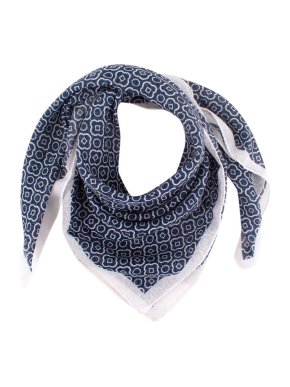 Anderson & Sheppard Navy Cotton Mosaic Print Neckerchief