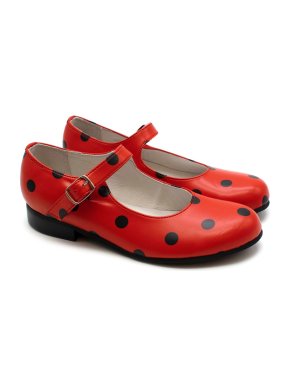 Comme des Garcons Girl Red Polka Dot Mary Jane Leather Flats