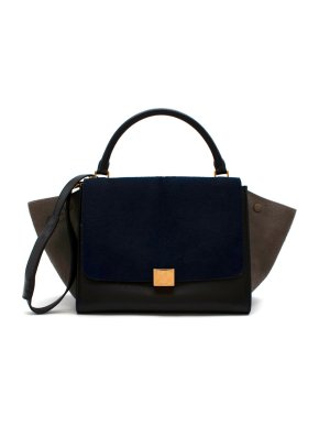 Celine Tri-Colour Calf Hair & Leather Trapeze Bag