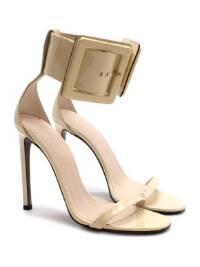 Gucci Runway Yellow Patent Leather Heeled Sandals