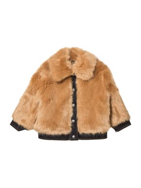 Stella McCartney Kids Camel Faux Fur Jacket with Denim