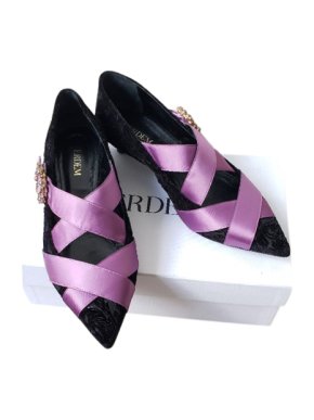 Erdem Black Velvet Kitten Heel Ribbon Detail Pumps