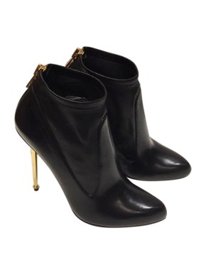 Tom Ford Black Leather Pin Heel Ankle Boots