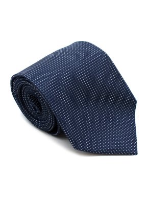 Ermenegildo Zegna Navy & White Spotted Silk Tie