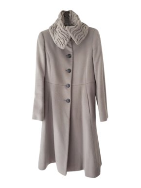 Armani Grey Cashmere Tailored Coat with Oversize Collar