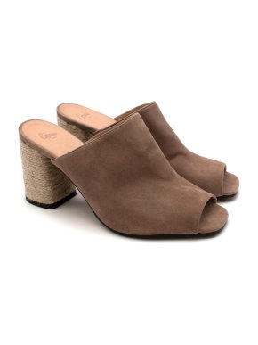 Castaner Taupe Faram 75 Suede Leather Espadrille Mules