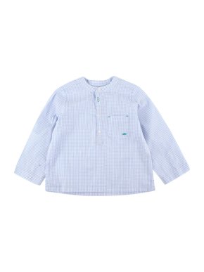 Marie Chantal Blue/White Gingham Cotton Long-Sleeve Shirt