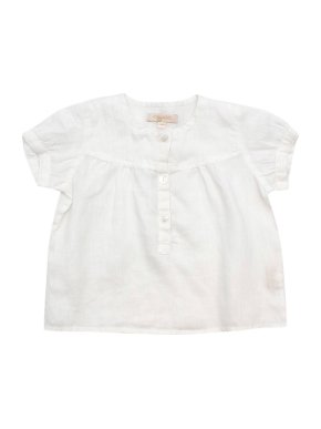 Ovale Baby Girls White Linen Short-Sleeve Shirt