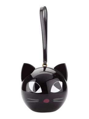 Lulu Guinness Black Cat Perspex Orb Clutch Bag