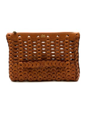 Il Micio Hidetaka Fukaya Brown Leather Woven Bag