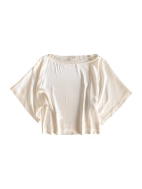 Brunello Cucinelli Cream Satin Boxy Top