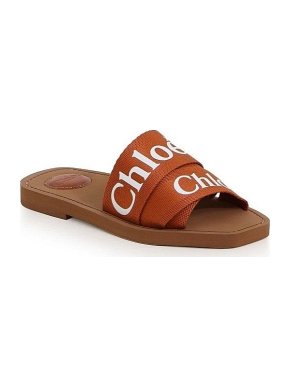 Chloe Tan Leather Woody Slides