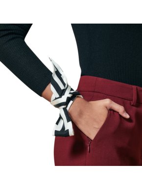 AKRIS Black & White Mosaic Print Silk Twill Scarf