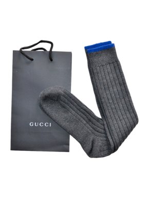 Gucci Charcoal Grey Ribbed Wool Socks