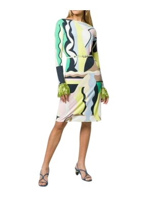 Emilio Pucci Vallauris Print Embellished Belted Runway Dress